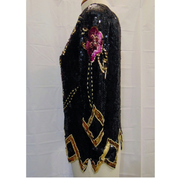 Vintage Chanson D' Amour Floral Sequin Top - Picture 5 of 7